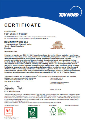 FSC Chain-of-Custody certificate
